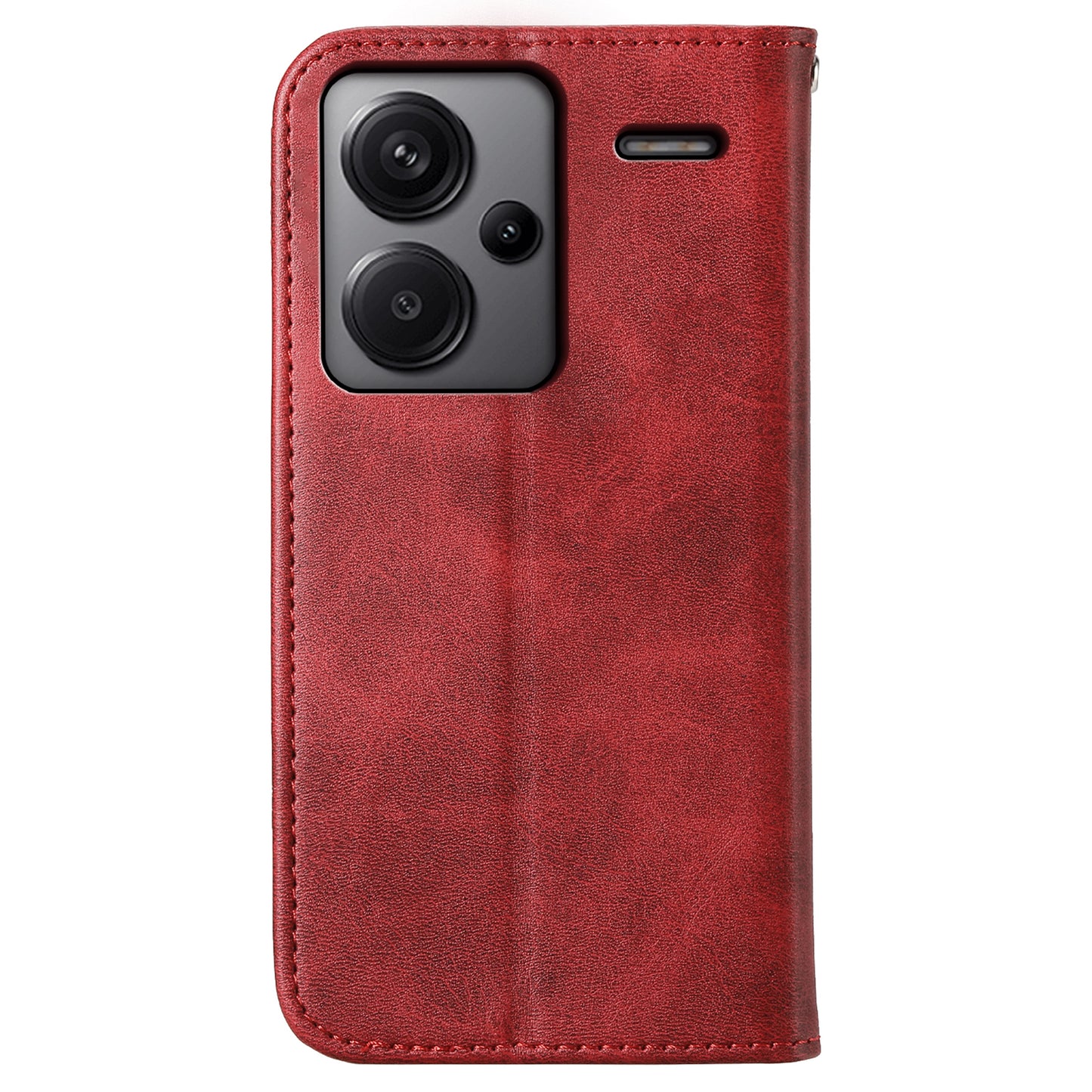 For Xiaomi Redmi Note 13 Pro+ 5G Leather Case Wallet Flip Cover Rhombus Pattern - Red