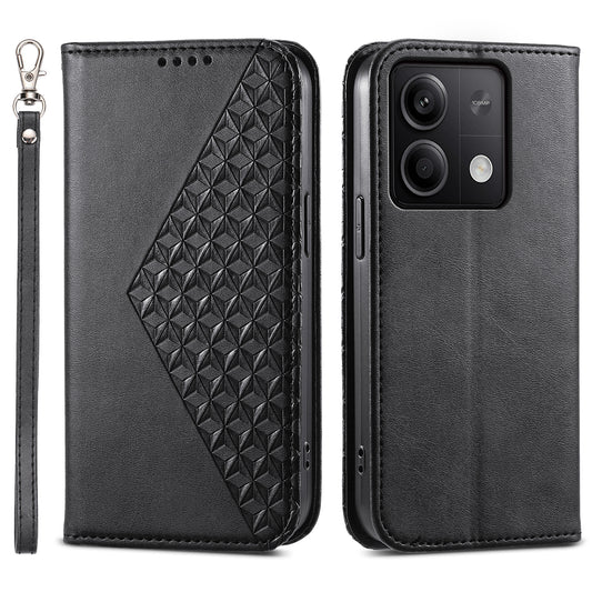 For Xiaomi Redmi Note 13 5G / Note 13 5G (China) Case with Hand Strap Wallet Leather Cover - Black