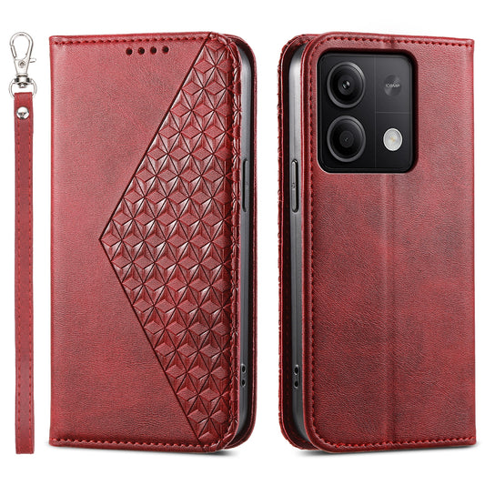 For Xiaomi Redmi Note 13 5G / Note 13 5G (China) Case with Hand Strap Wallet Leather Cover - Red