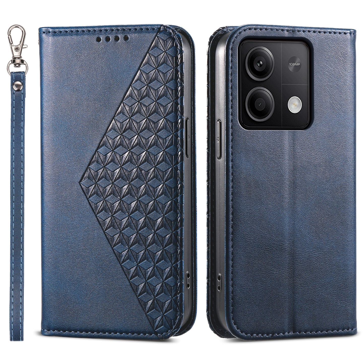 For Xiaomi Redmi Note 13 5G / Note 13 5G (China) Case with Hand Strap Wallet Leather Cover - Blue