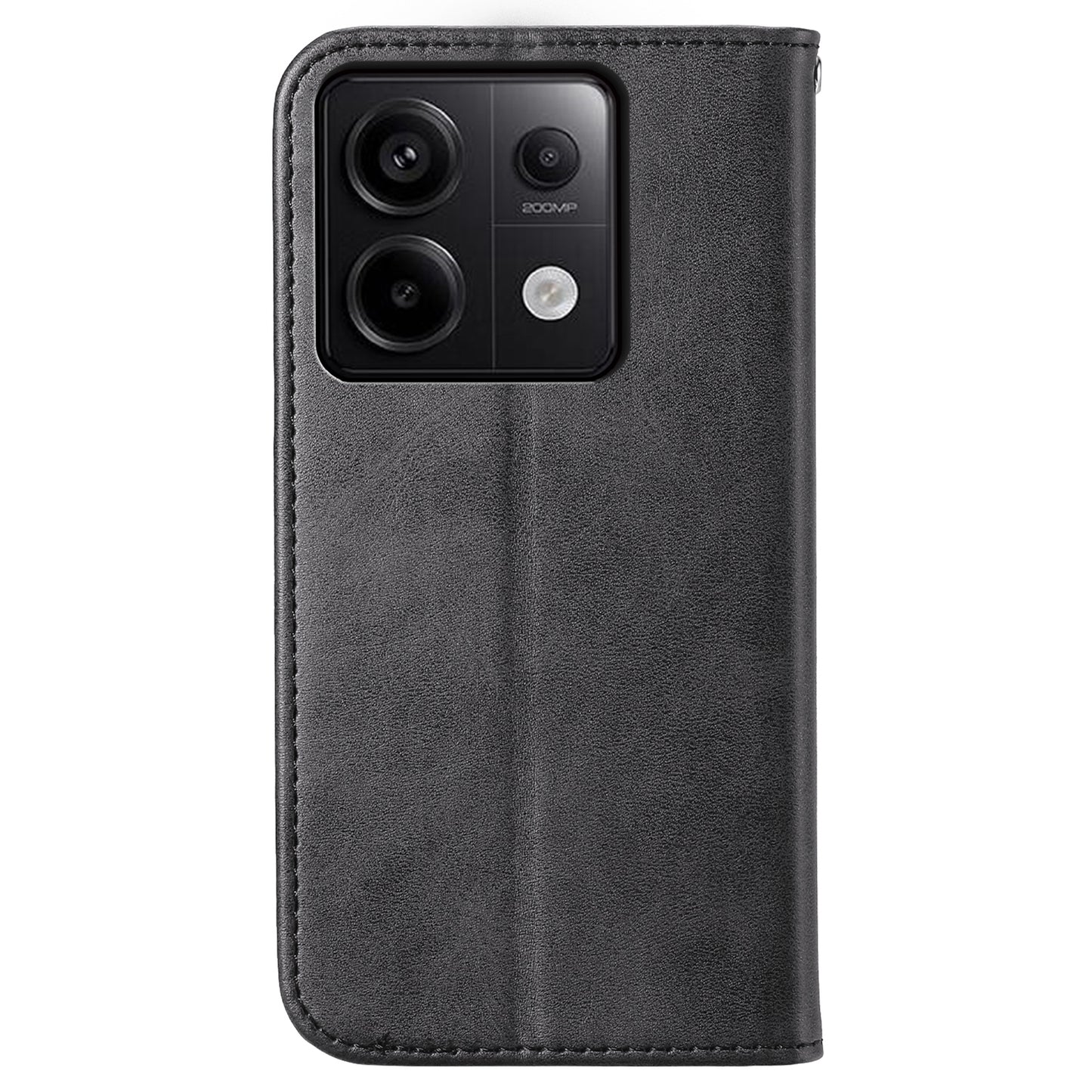 For Xiaomi Redmi Note 13 Pro 5G / Poco X6 5G Case Wallet Magnetic Leather Cover Rhombus Pattern - Black