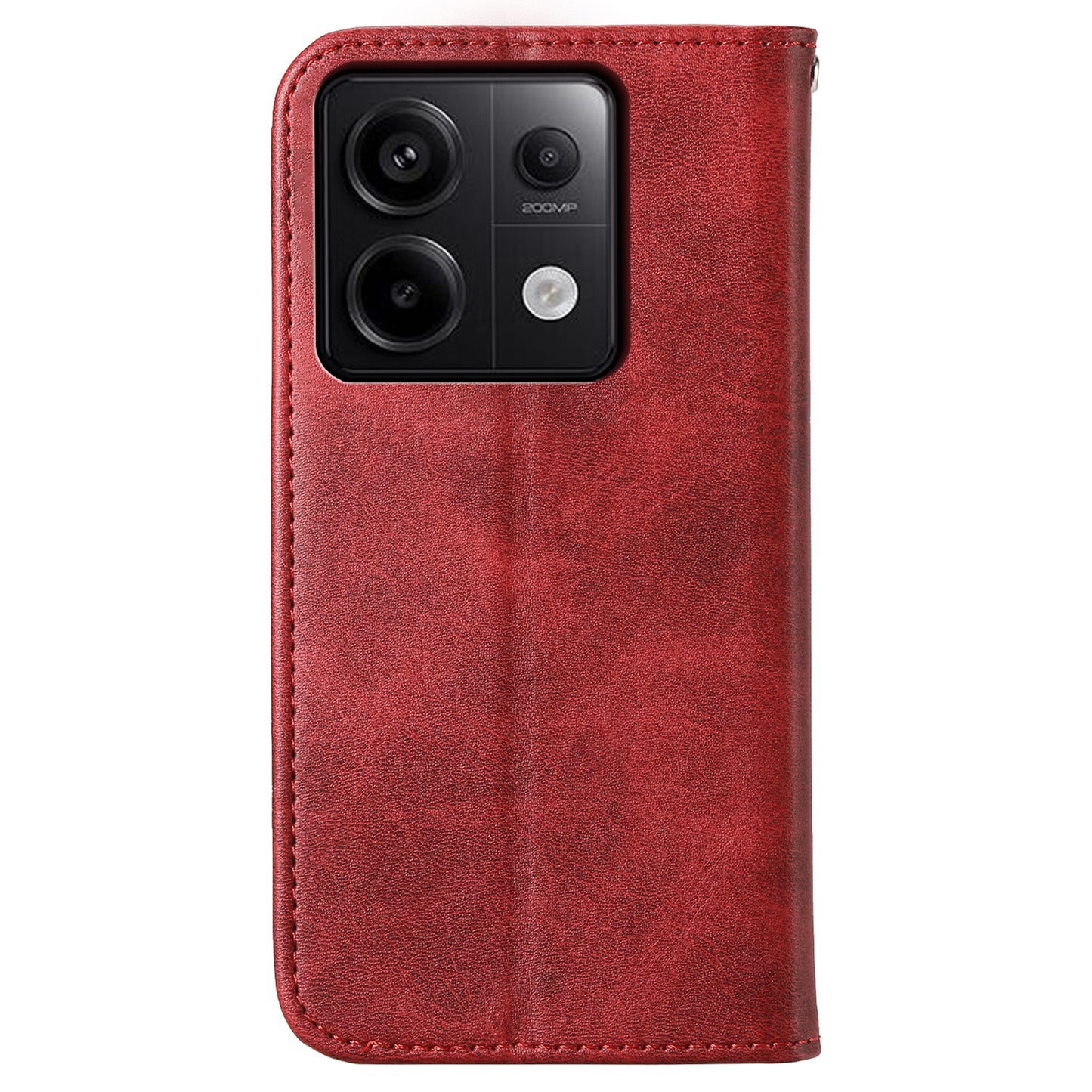 For Xiaomi Redmi Note 13 Pro 5G / Poco X6 5G Case Wallet Magnetic Leather Cover Rhombus Pattern - Red