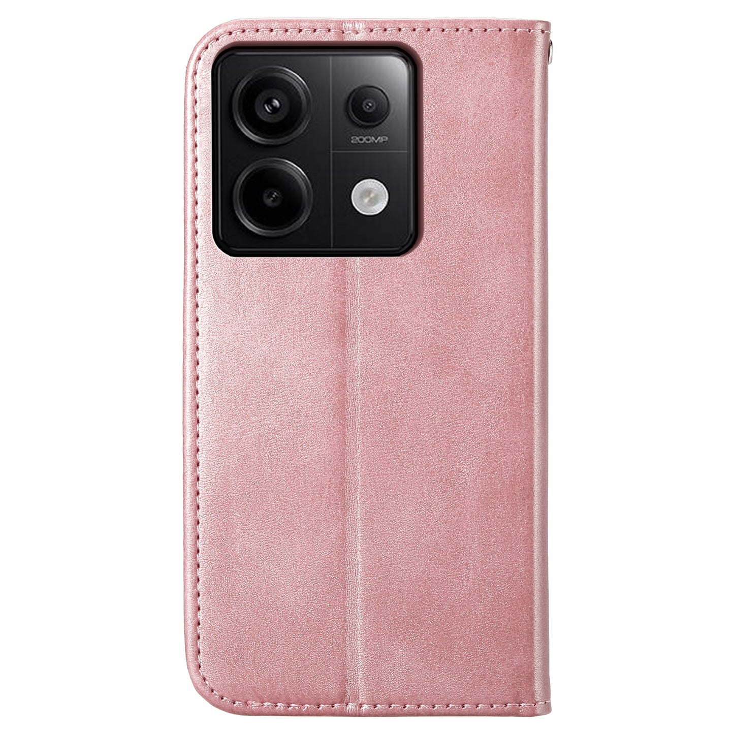 For Xiaomi Redmi Note 13 Pro 5G / Poco X6 5G Case Wallet Magnetic Leather Cover Rhombus Pattern - Rose Gold