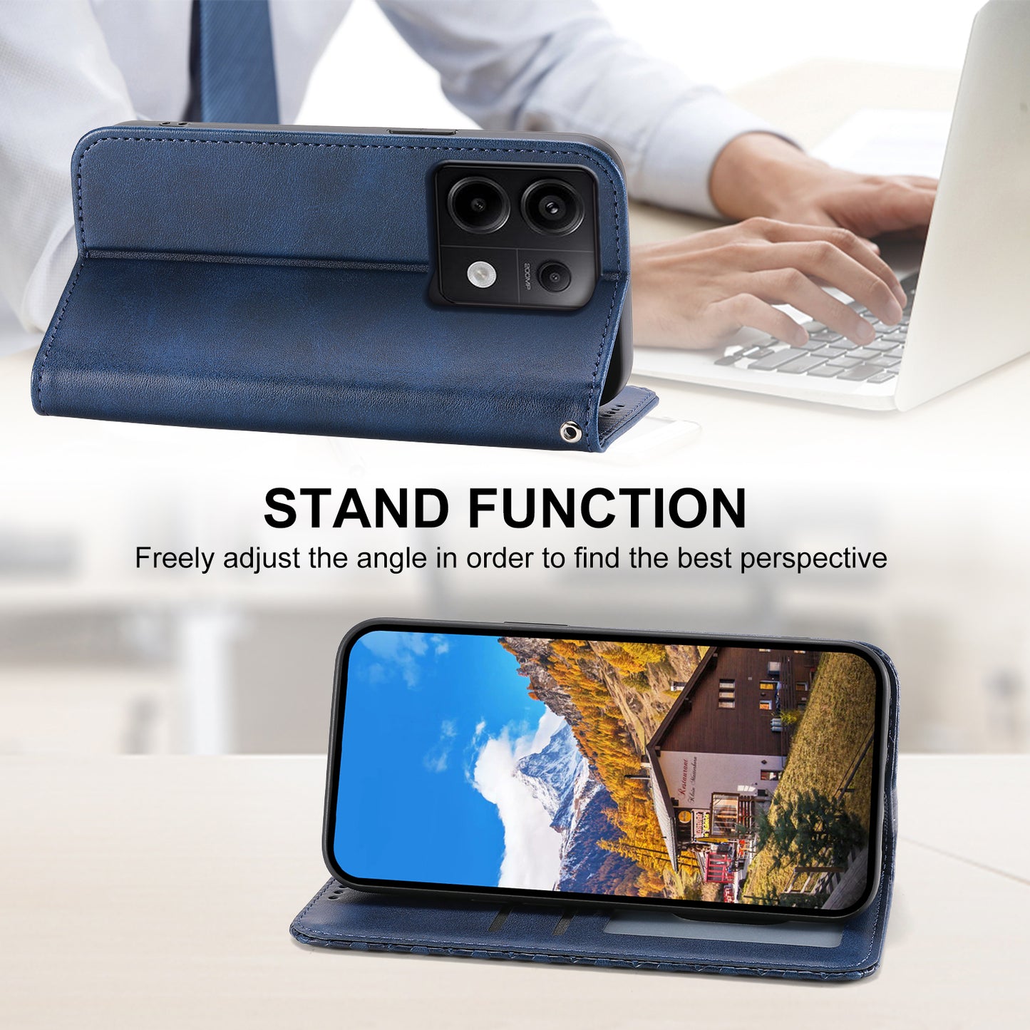 For Xiaomi Redmi Note 13 Pro 5G / Poco X6 5G Case Wallet Magnetic Leather Cover Rhombus Pattern - Blue
