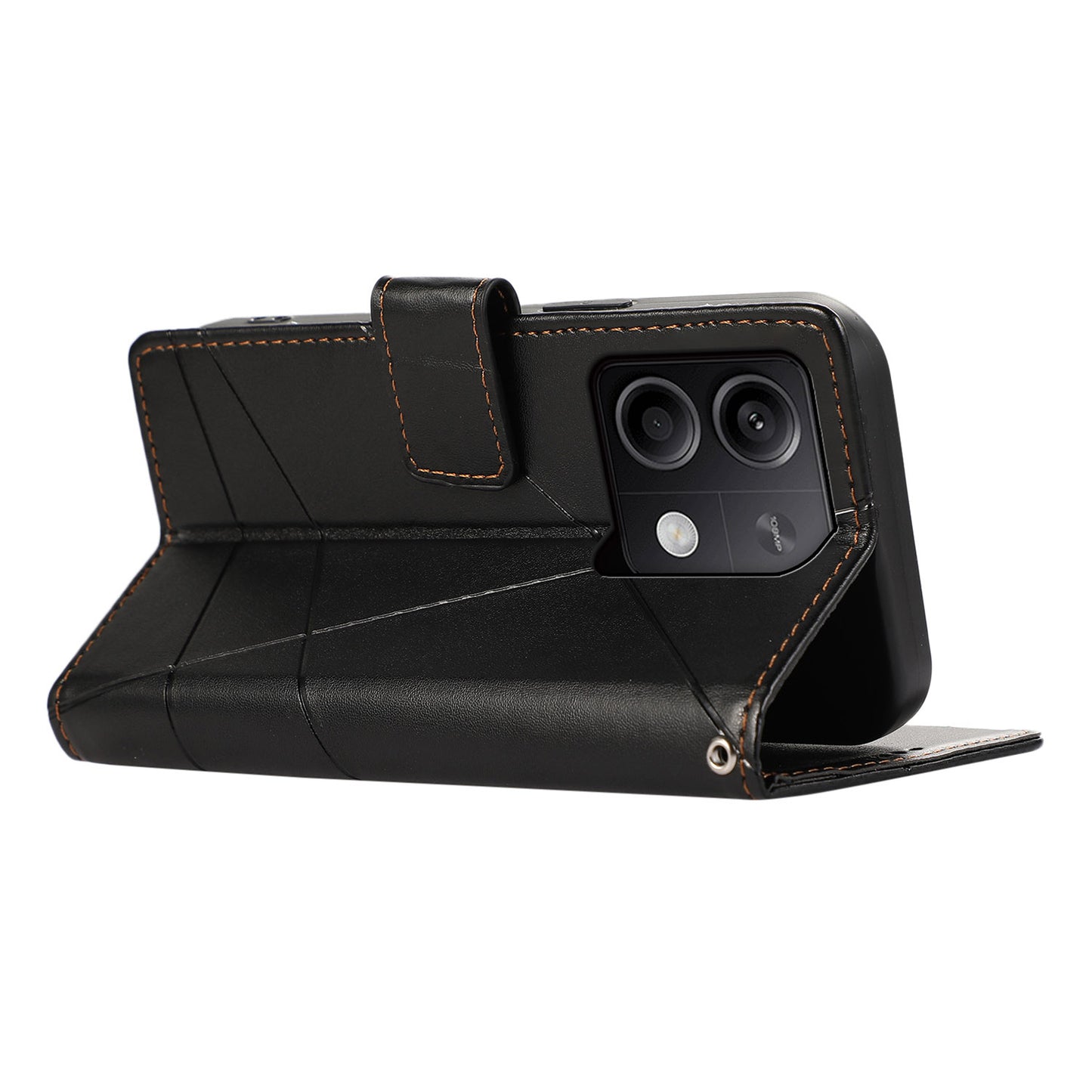 DF-06 For Xiaomi Redmi Note 13 5G / Note 13 5G (China) Case Line Imprinted Leather Cover - Black
