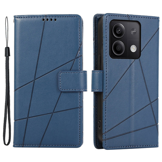 DF-06 For Xiaomi Redmi Note 13 5G / Note 13 5G (China) Case Line Imprinted Leather Cover - Blue