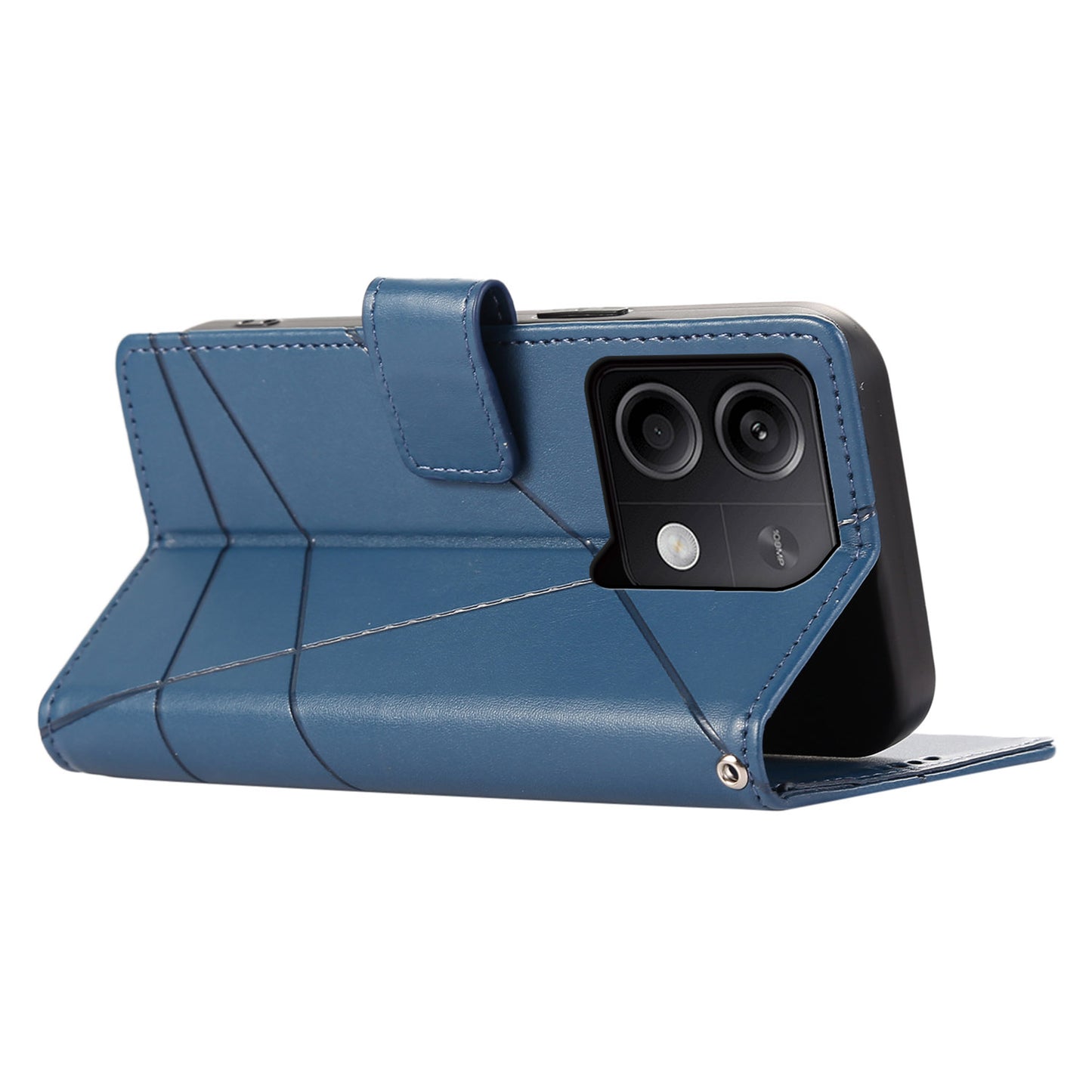 DF-06 For Xiaomi Redmi Note 13 5G / Note 13 5G (China) Case Line Imprinted Leather Cover - Blue