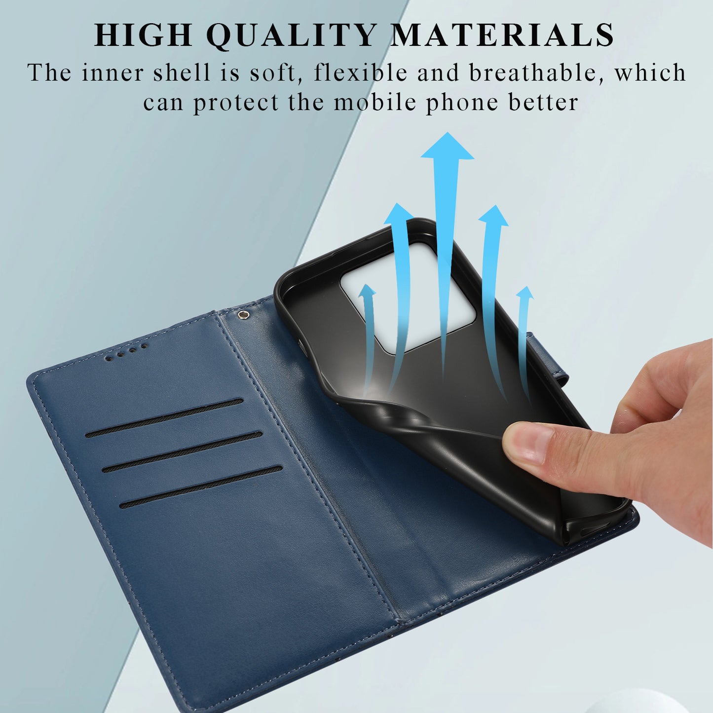 DF-06 For Xiaomi Redmi Note 13 5G / Note 13 5G (China) Case Line Imprinted Leather Cover - Blue