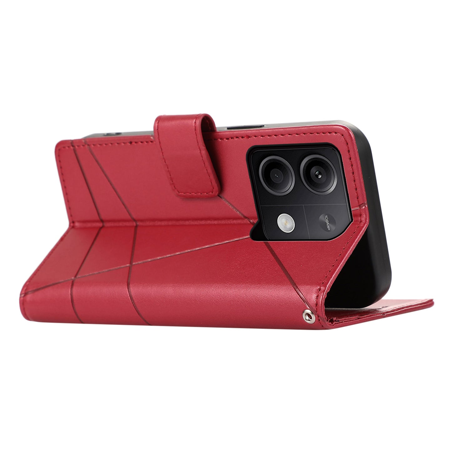 DF-06 For Xiaomi Redmi Note 13 5G / Note 13 5G (China) Case Line Imprinted Leather Cover - Red