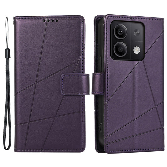 DF-06 For Xiaomi Redmi Note 13 5G / Note 13 5G (China) Case Line Imprinted Leather Cover - Purple