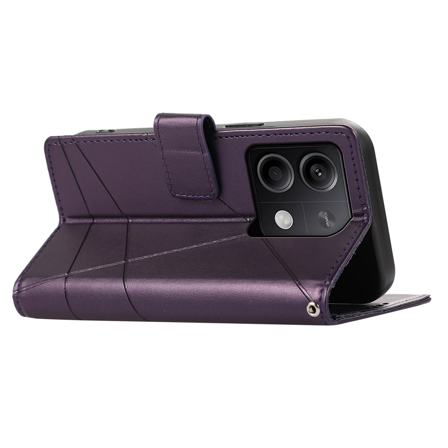 DF-06 For Xiaomi Redmi Note 13 5G / Note 13 5G (China) Case Line Imprinted Leather Cover - Purple