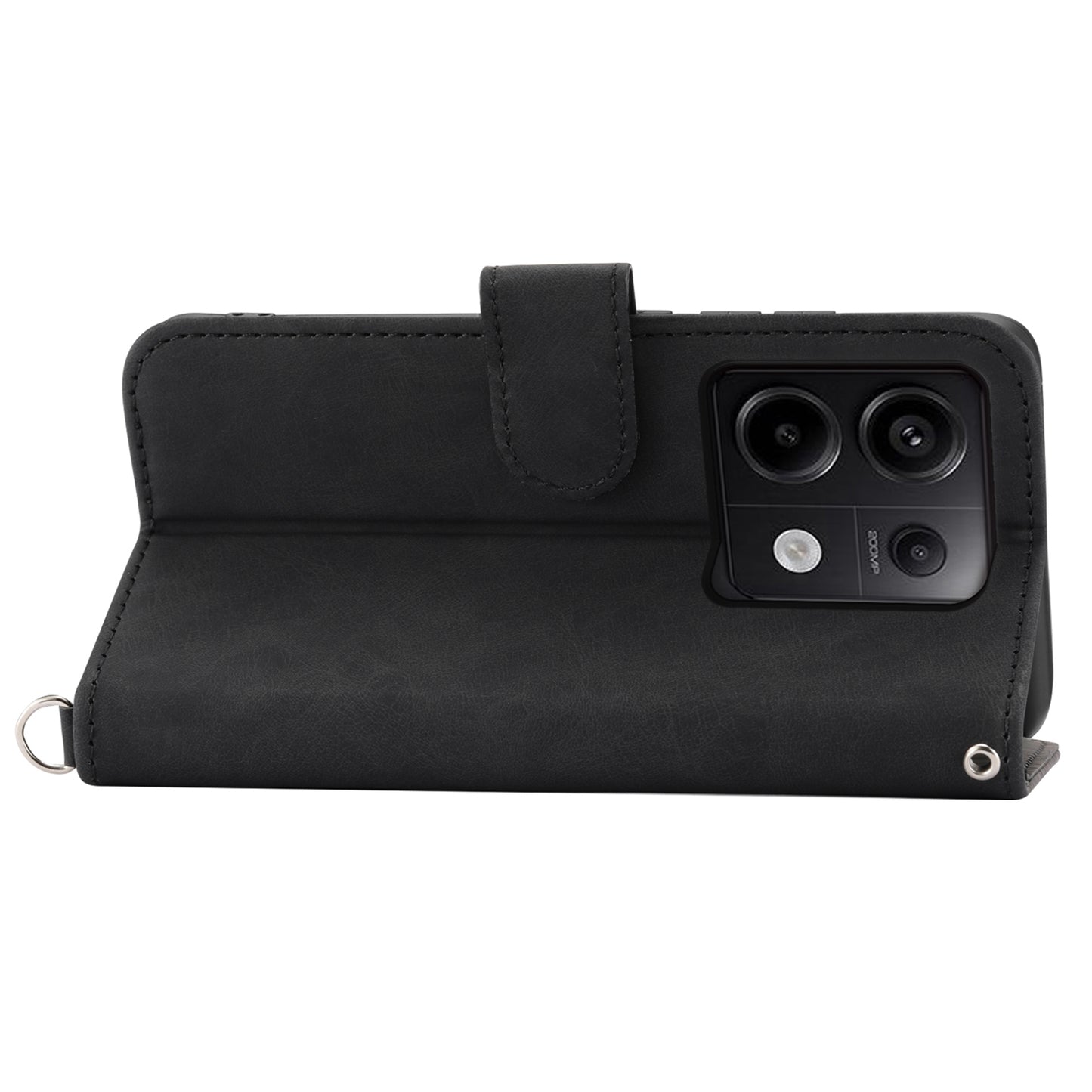 For Xiaomi Redmi Note 13 Pro 5G / Poco X6 5G Case Multi Card Slots PU Leather Cover Flower Pattern - Black