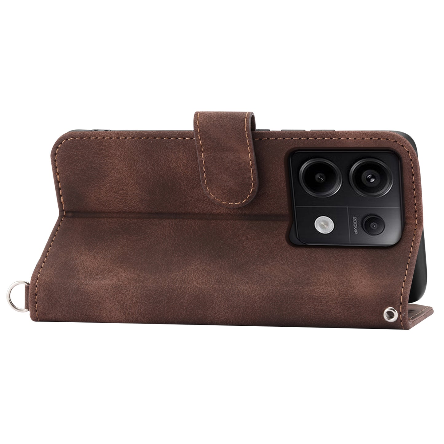For Xiaomi Redmi Note 13 Pro 5G / Poco X6 5G Case Multi Card Slots PU Leather Cover Flower Pattern - Brown