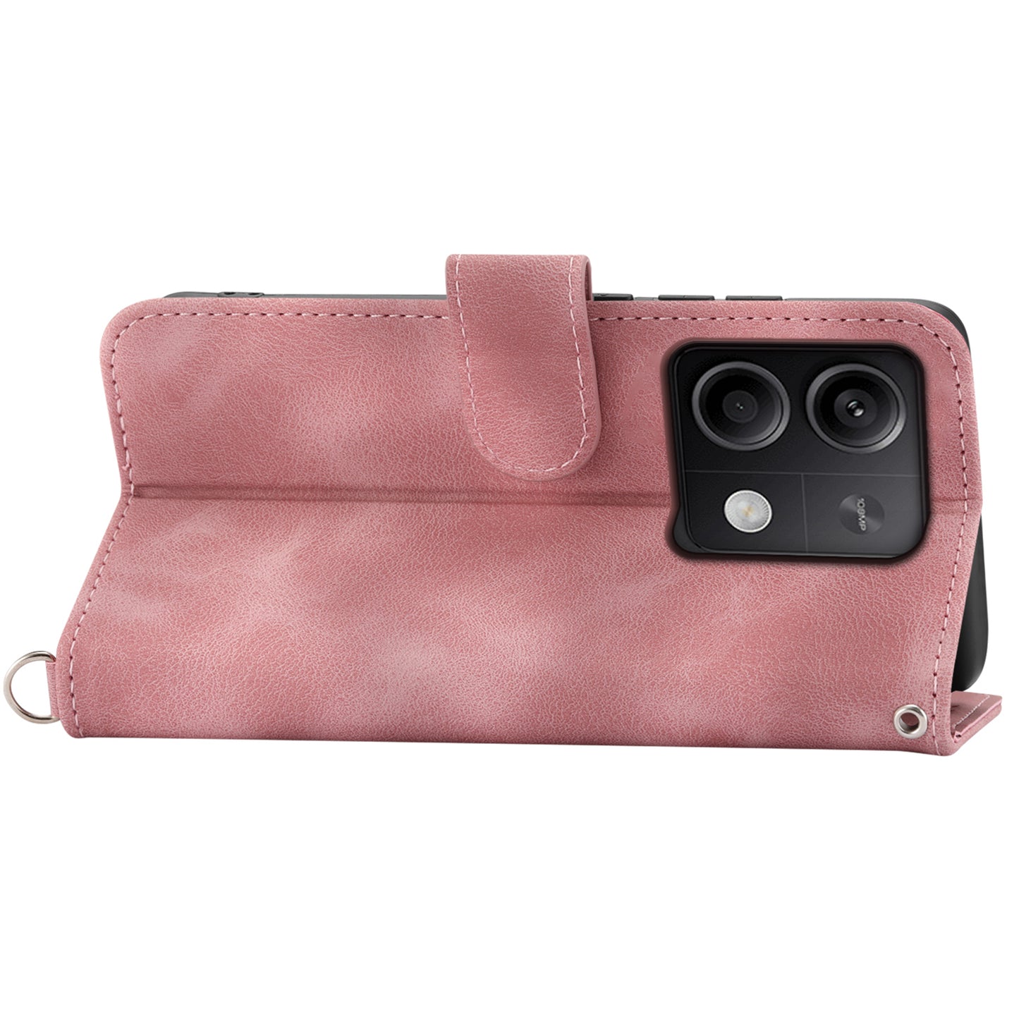 For Xiaomi Redmi Note 13 5G / Note 13 5G (China) Leather Phone Case with 2 Straps - Pink