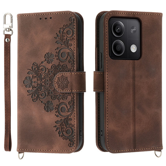 For Xiaomi Redmi Note 13 5G / Note 13 5G (China) Leather Phone Case with 2 Straps - Brown