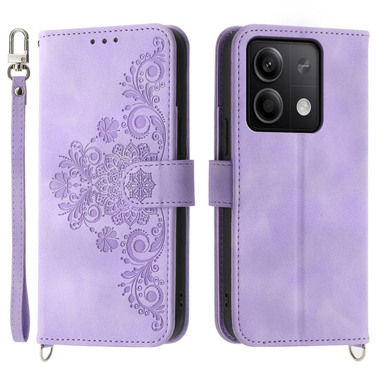 For Xiaomi Redmi Note 13 5G / Note 13 5G (China) Leather Phone Case with 2 Straps - Light Purple