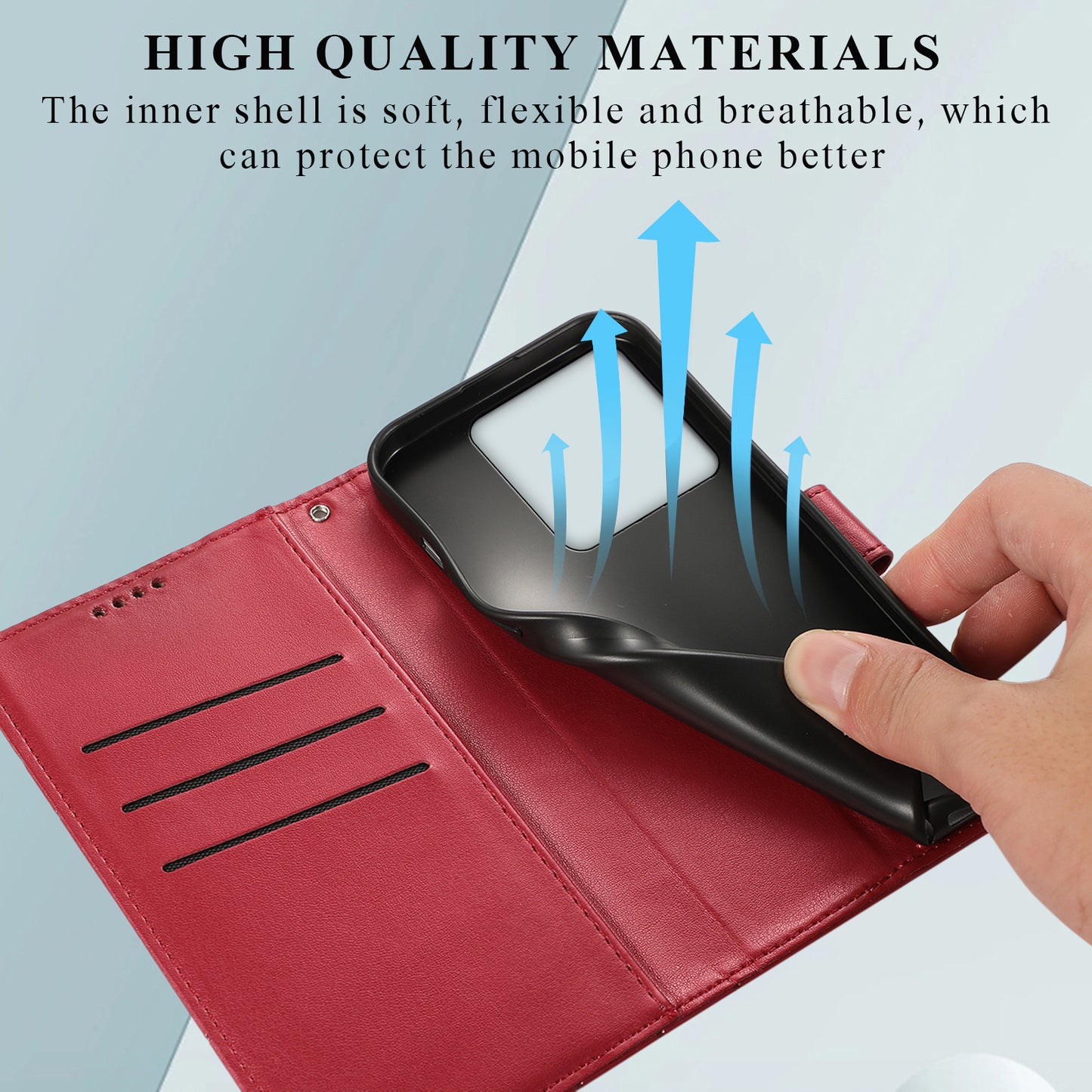 DF-06 For Xiaomi Redmi Note 13 Pro 5G / Poco X6 5G Leather Case Line Imprinted Wallet Cover - Red
