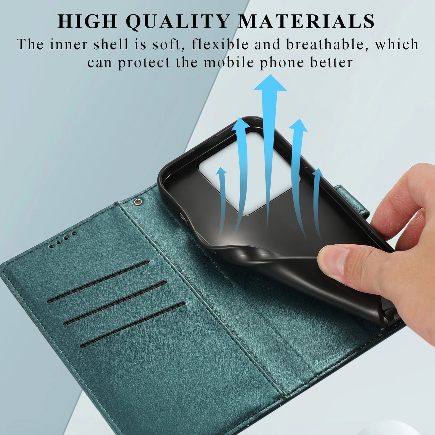DF-06 For Xiaomi Redmi Note 13 Pro 5G / Poco X6 5G Leather Case Line Imprinted Wallet Cover - Green