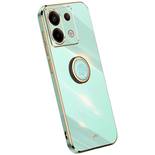 XINLI For Xiaomi Redmi Note 13 Pro 5G / Poco X6 5G Case TPU Phone Back Cover Electroplating Edge with Kickstand - Cyan