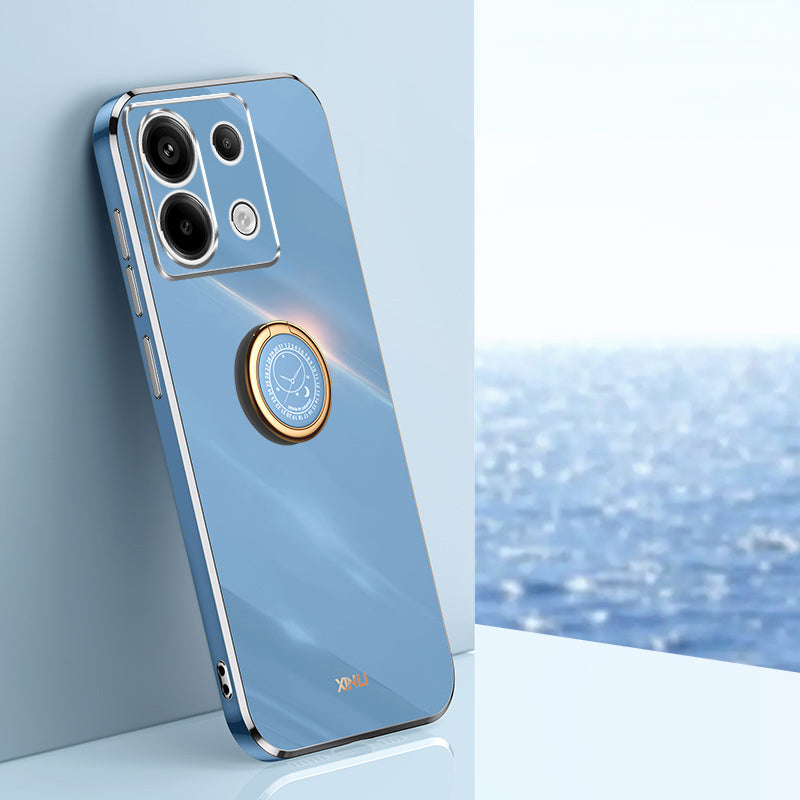 XINLI For Xiaomi Redmi Note 13 Pro 5G / Poco X6 5G Case TPU Phone Back Cover Electroplating Edge with Kickstand - Blue