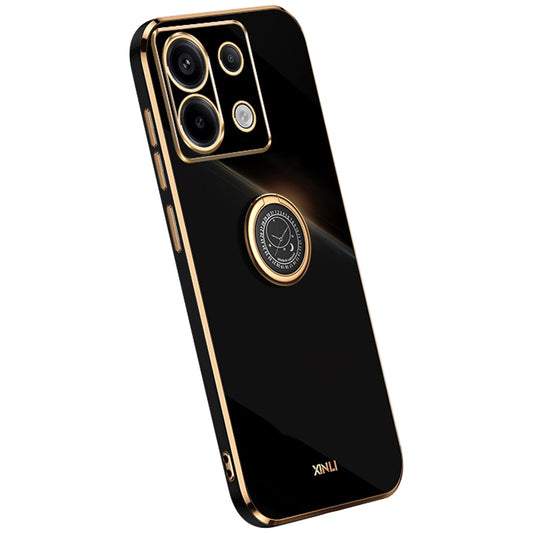 XINLI For Xiaomi Redmi Note 13 Pro 5G / Poco X6 5G Case TPU Phone Back Cover Electroplating Edge with Kickstand - Black