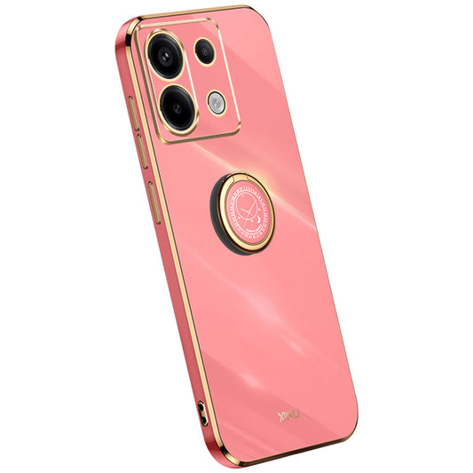 XINLI For Xiaomi Redmi Note 13 Pro 5G / Poco X6 5G Case TPU Phone Back Cover Electroplating Edge with Kickstand - Red