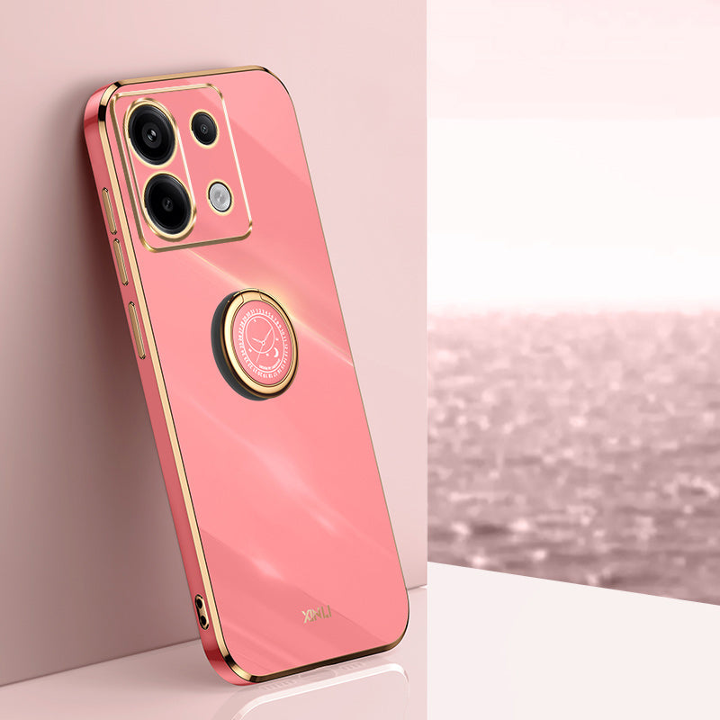 XINLI For Xiaomi Redmi Note 13 Pro 5G / Poco X6 5G Case TPU Phone Back Cover Electroplating Edge with Kickstand - Red