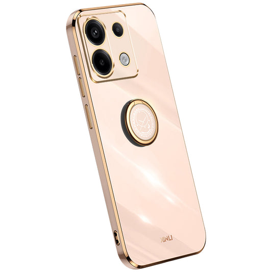XINLI For Xiaomi Redmi Note 13 Pro 5G / Poco X6 5G Case TPU Phone Back Cover Electroplating Edge with Kickstand - Pink