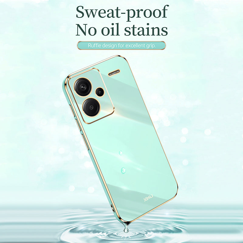 XINLI For Xiaomi Redmi Note 13 Pro+ 5G  Soft TPU Case Electroplating Shockproof Phone Cover - Black