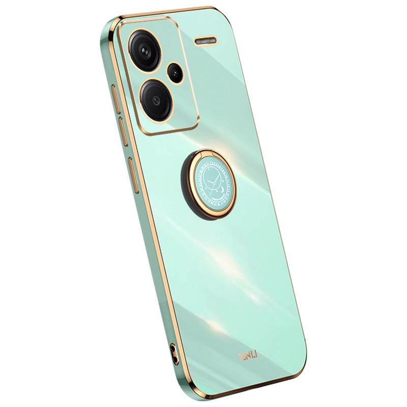 XINLI For Xiaomi Redmi Note 13 Pro+ 5G Case with Ring Kickstand TPU Phone Back Cover - Cyan