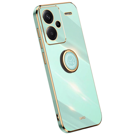 XINLI For Xiaomi Redmi Note 13 Pro+ 5G Case with Ring Kickstand TPU Phone Back Cover - Cyan