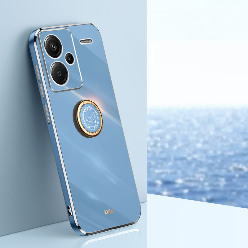 XINLI For Xiaomi Redmi Note 13 Pro+ 5G Case with Ring Kickstand TPU Phone Back Cover - Blue