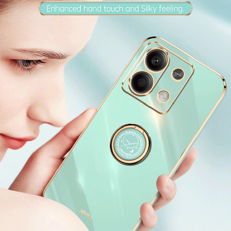 XINLI For Xiaomi Redmi Note 13 5G TPU Case Kickstand Electroplated Phone Cover Protector - Red