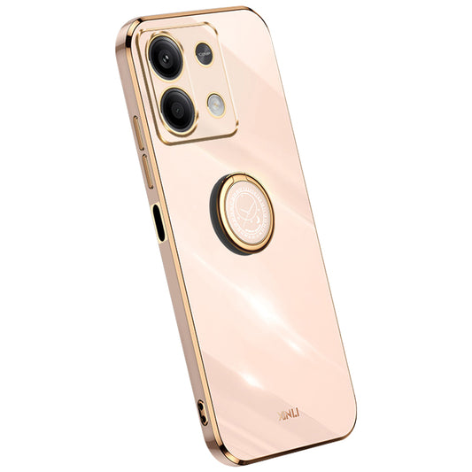 XINLI For Xiaomi Redmi Note 13 5G TPU Case Kickstand Electroplated Phone Cover Protector - Pink