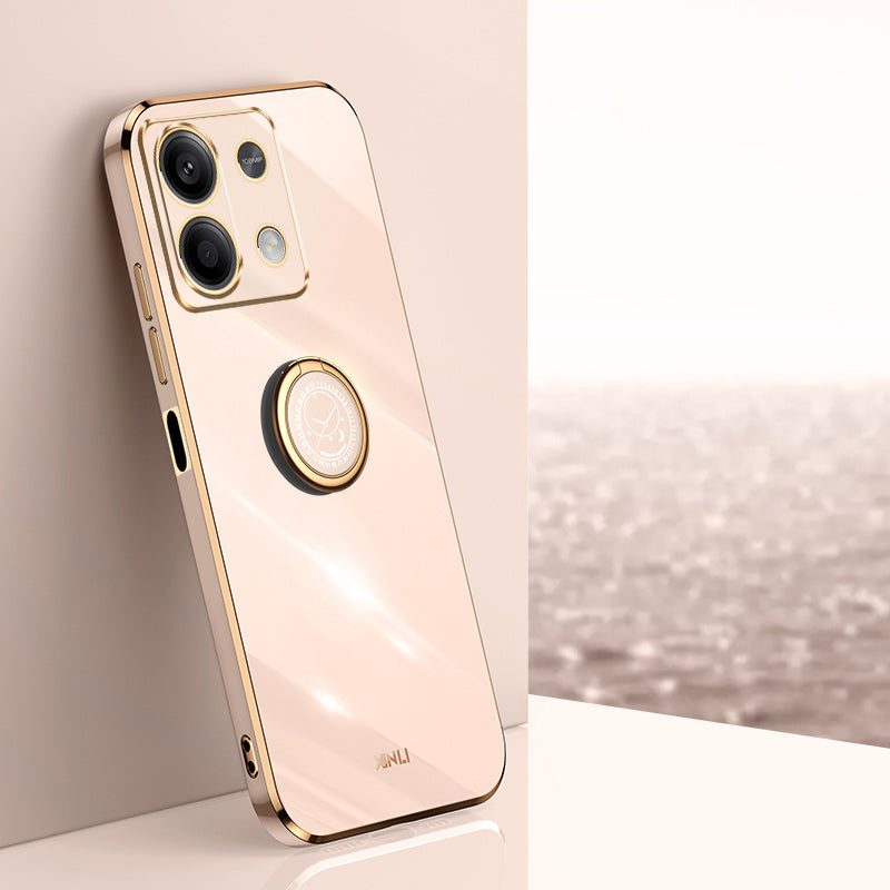 XINLI For Xiaomi Redmi Note 13 5G TPU Case Kickstand Electroplated Phone Cover Protector - Pink