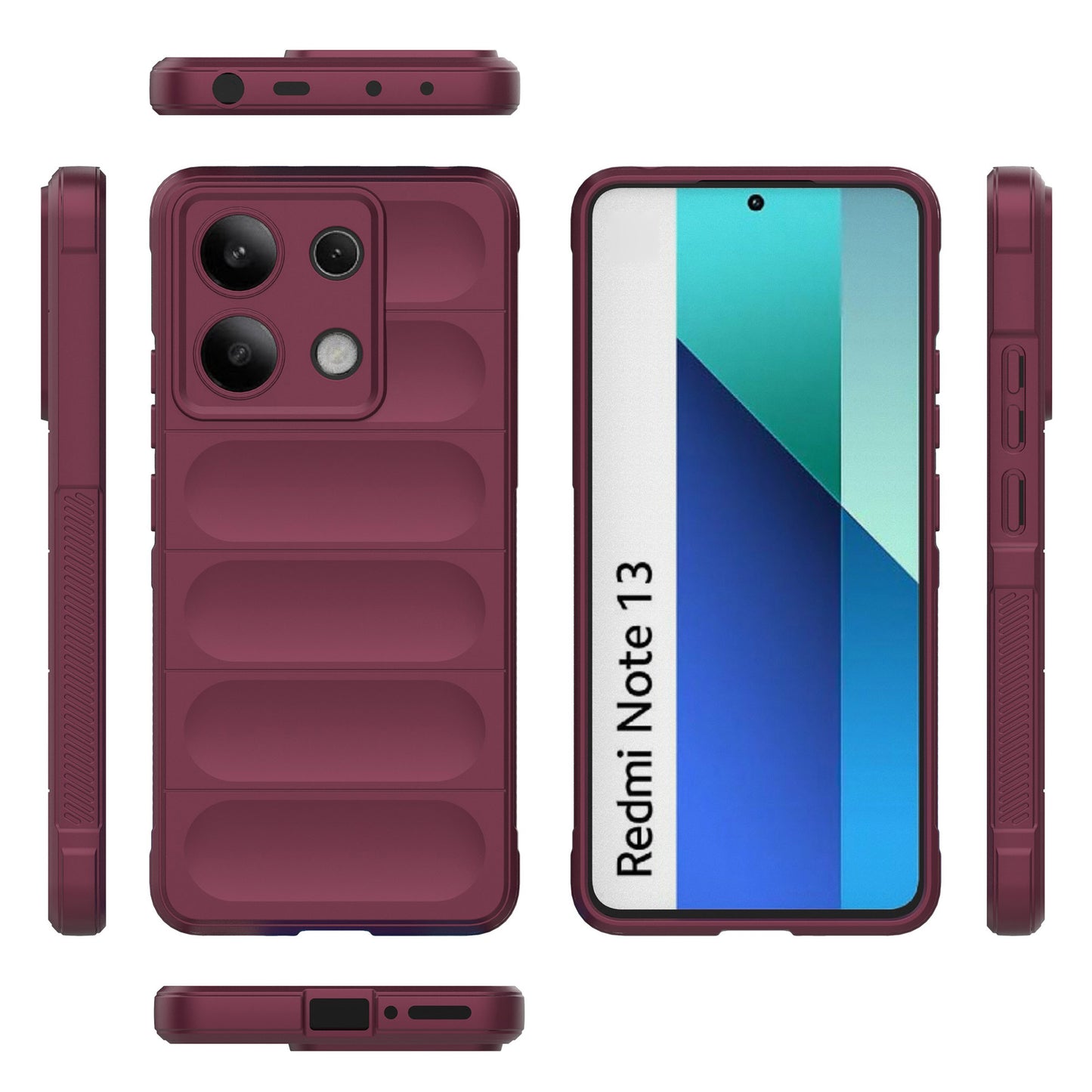 For Xiaomi Redmi Note 13 4G Phone Case TPU Rugged Protective Cover - Wine Red