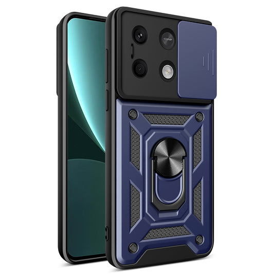 For Xiaomi Redmi Note 13 5G Phone Case Slide Lens Protection Shockproof Cover - Blue