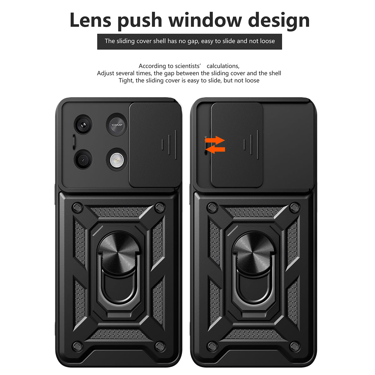 For Xiaomi Redmi Note 13 5G Phone Case Slide Lens Protection Shockproof Cover - Red