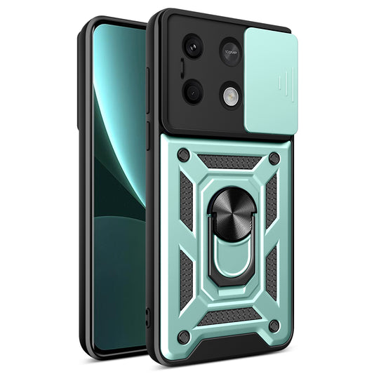 For Xiaomi Redmi Note 13 5G Phone Case Slide Lens Protection Shockproof Cover - Green