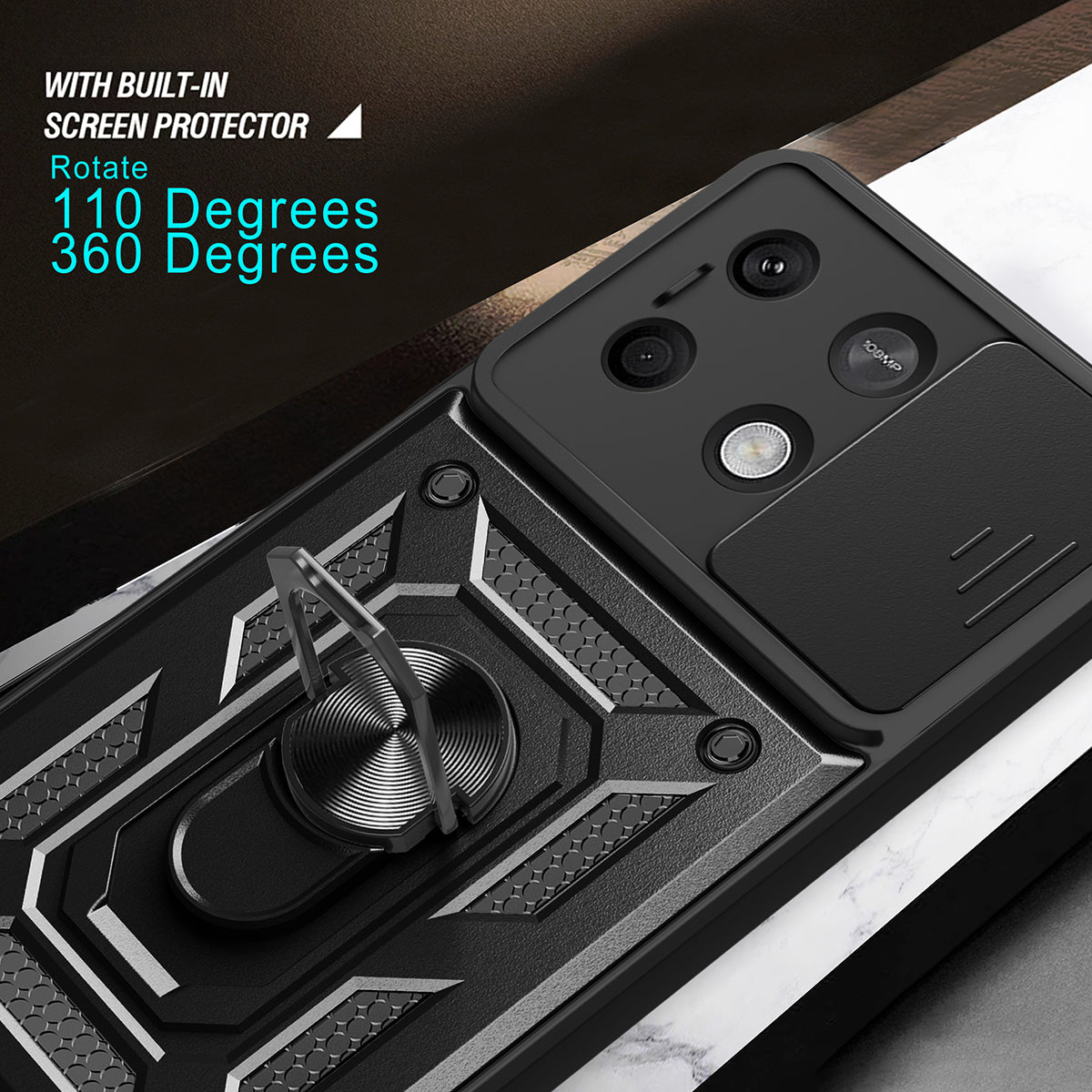 For Xiaomi Redmi Note 13 5G Phone Case Slide Lens Protection Shockproof Cover - Silver