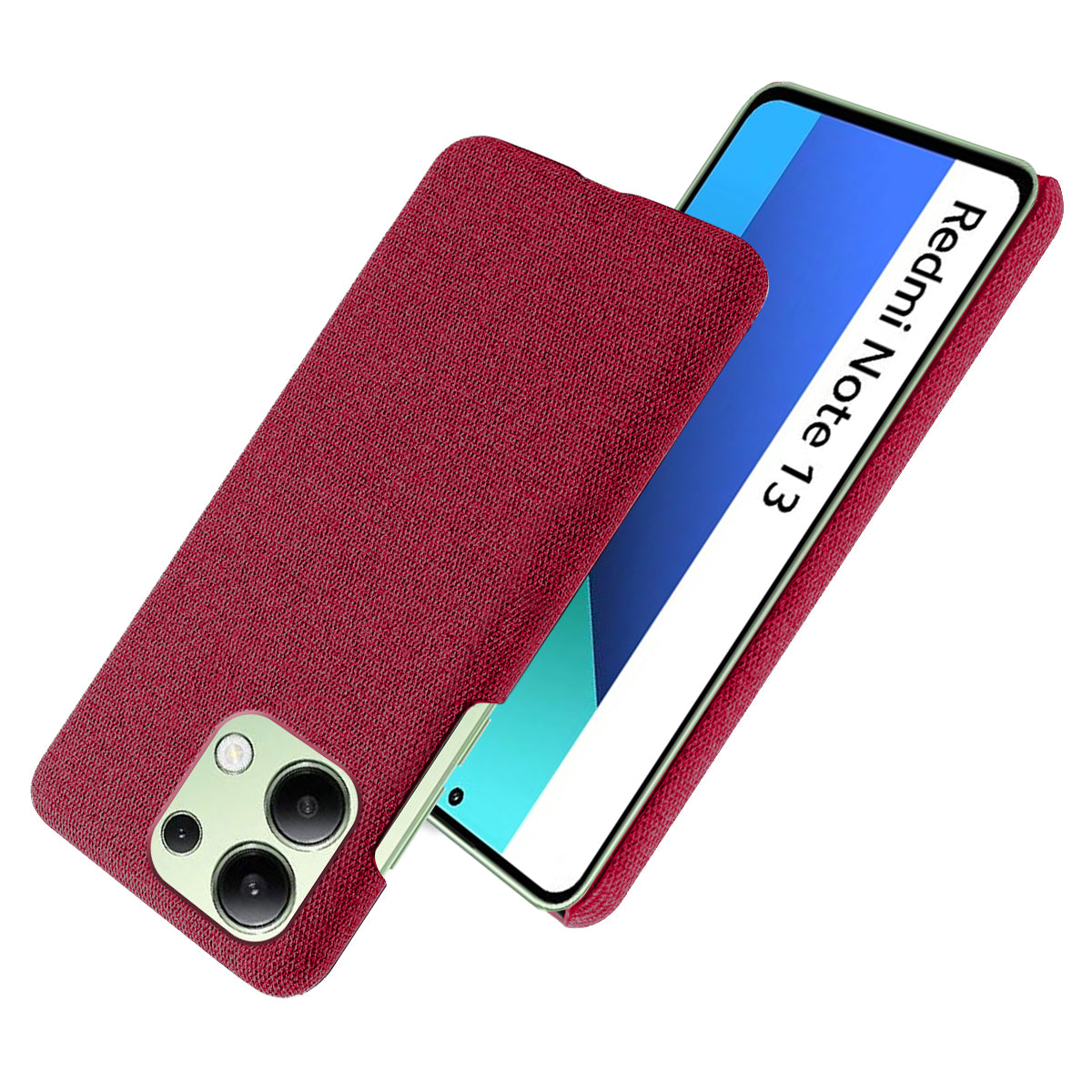 For Xiaomi Redmi Note 13 4G Phone Case Hard PC+Cloth Anti-slip Cover - Red