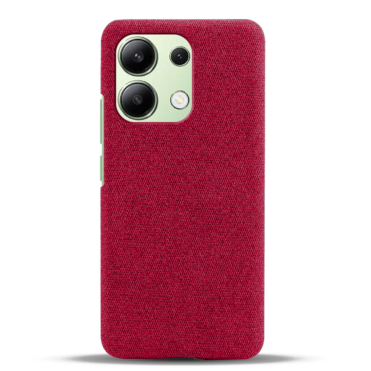 For Xiaomi Redmi Note 13 4G Phone Case Hard PC+Cloth Anti-slip Cover - Red