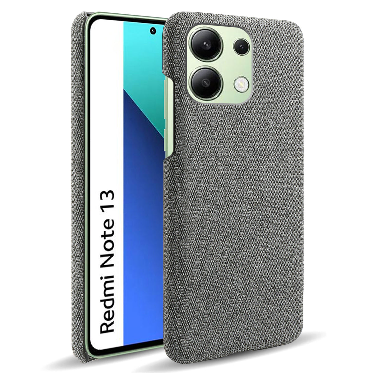 For Xiaomi Redmi Note 13 4G Phone Case Hard PC+Cloth Anti-slip Cover - Grey