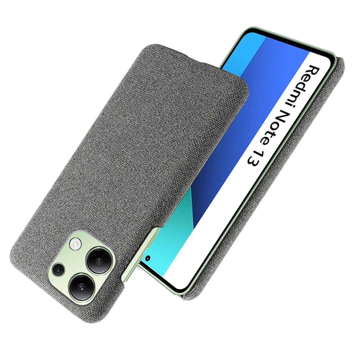 For Xiaomi Redmi Note 13 4G Phone Case Hard PC+Cloth Anti-slip Cover - Grey