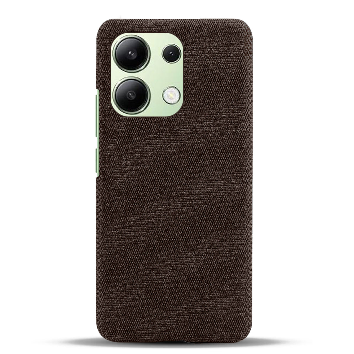For Xiaomi Redmi Note 13 4G Phone Case Hard PC+Cloth Anti-slip Cover - Brown