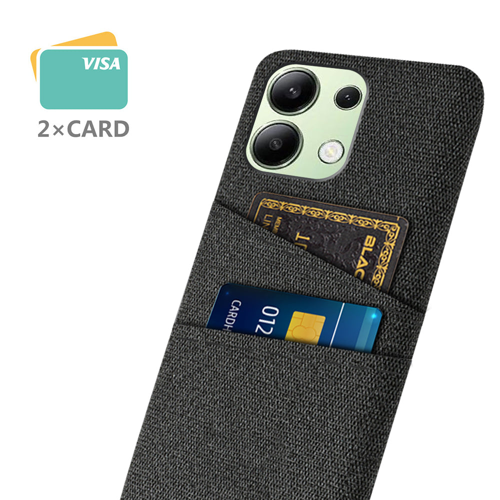 For Xiaomi Redmi Note 13 4G Phone Case Hard Protective Cover with Dual Card Holder - Black