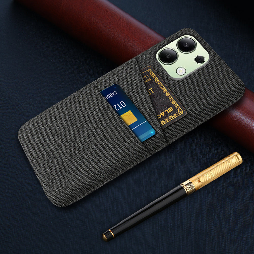 For Xiaomi Redmi Note 13 4G Phone Case Hard Protective Cover with Dual Card Holder - Black