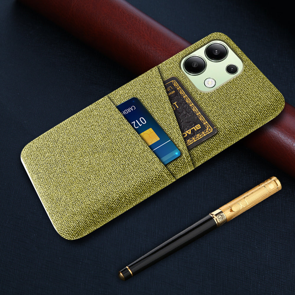 For Xiaomi Redmi Note 13 4G Phone Case Hard Protective Cover with Dual Card Holder - Yellow