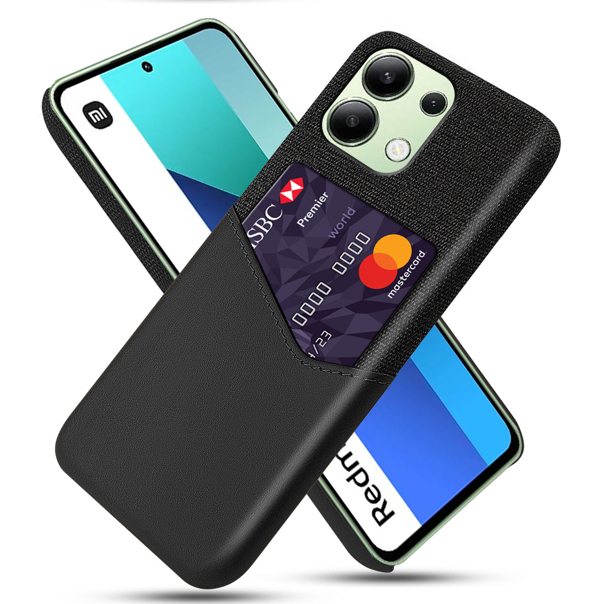 For Xiaomi Redmi Note 13 4G Phone Case PU Leather+PC Cover with Card Holder Slot - Black