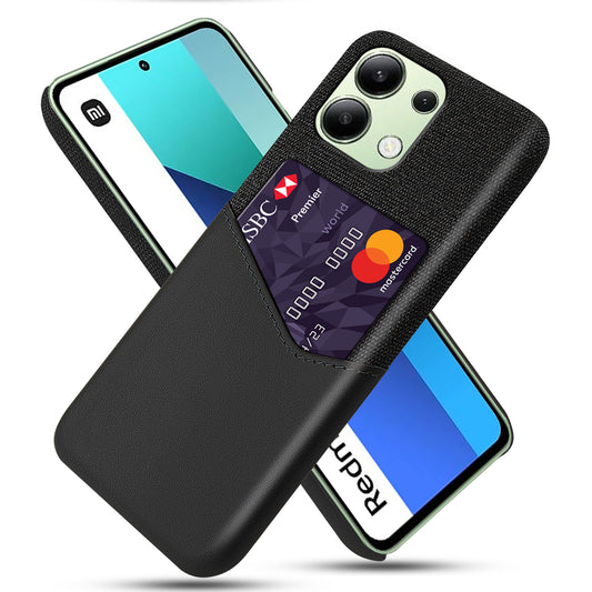 For Xiaomi Redmi Note 13 4G Phone Case PU Leather+PC Cover with Card Holder Slot - Black